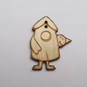 bouton bois au ptit bonheur - la cigogne qui brode