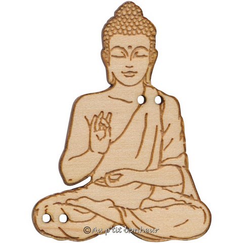 bouton bois bouddha 45 mm