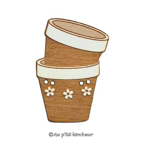 boutons bois pots de fleurs empilés a fleurs 30 mm