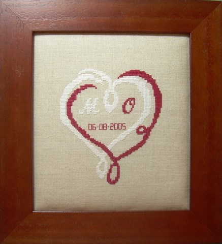 coeur mariage bicolore point de croix la cigogne qui brode