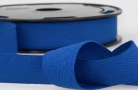 Ruban sergé coton bleu roi