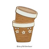boutons bois pots de fleurs empilés a fleurs 30 mm